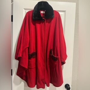 Elegant Red Cape with Black Accents